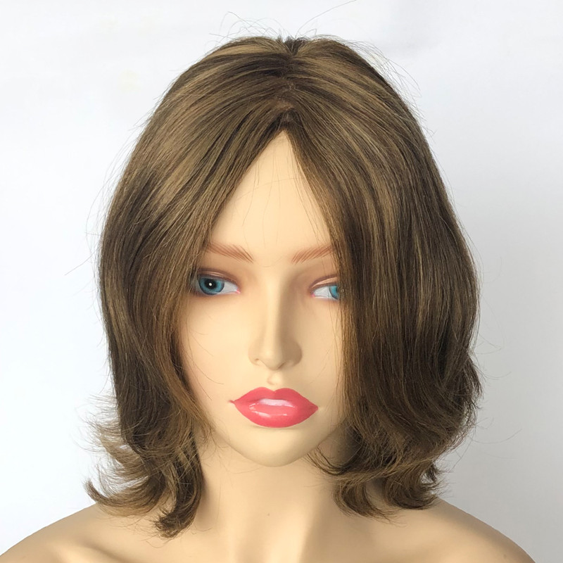 Silk top Stretch Mesh Hair wigs cap silicone skin medical wig for woman alopecia cancer patients HJ009 